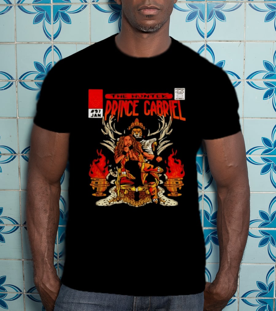 The Hunter Prince Gabriel 97 Jan Comic Book Cover Deer Antlers Flaming Torches T-Shirt