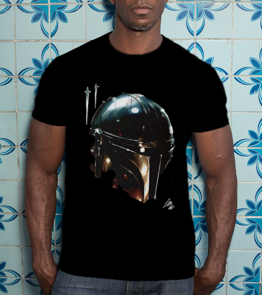 The Mandalorian Star Wars Helmet Iconic Two Sided Print T-Shirt
