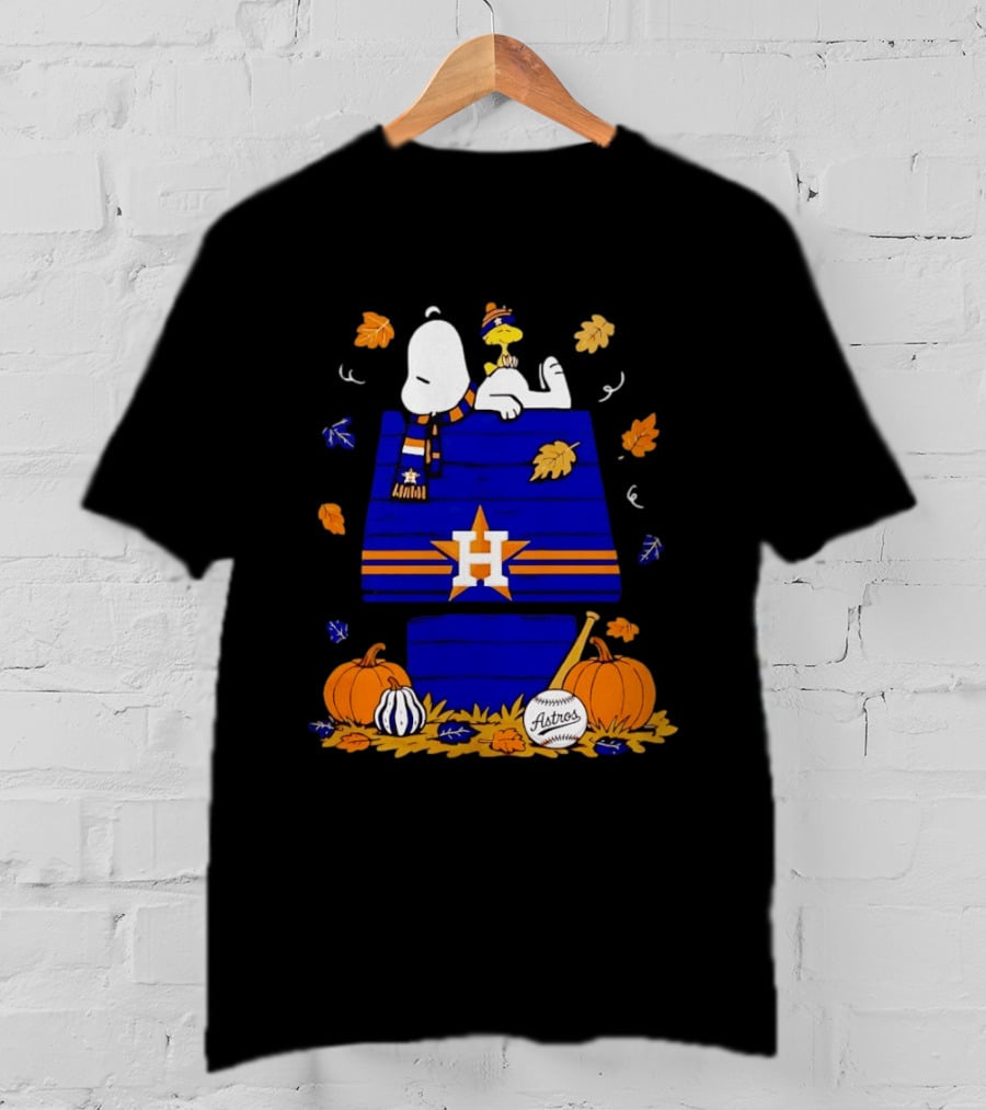 Snoopy Woodstock Houston Astros Fall Baseball Halloween Pumpkins T-Shirt