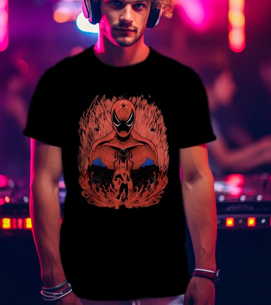 Spider Man Friendly Webslinger Shadowwork Comic T-Shirt