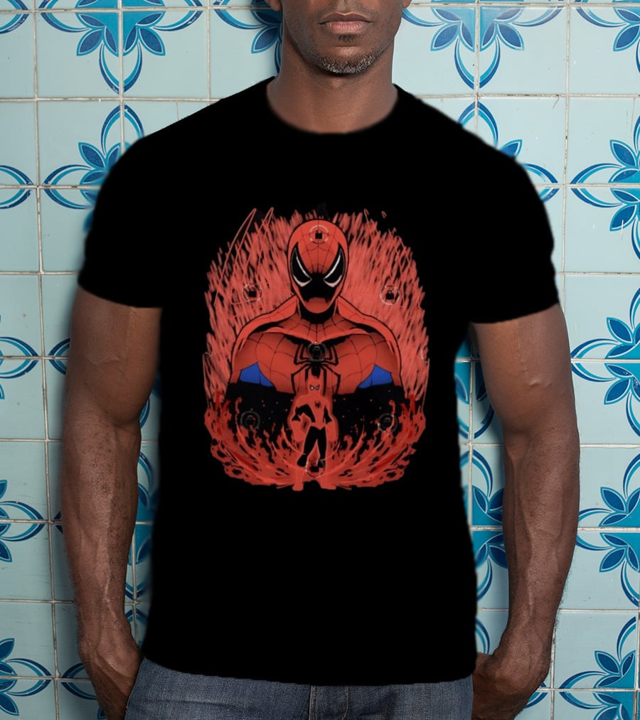 Spider Man Friendly Webslinger Shadowwork Comic T-Shirt