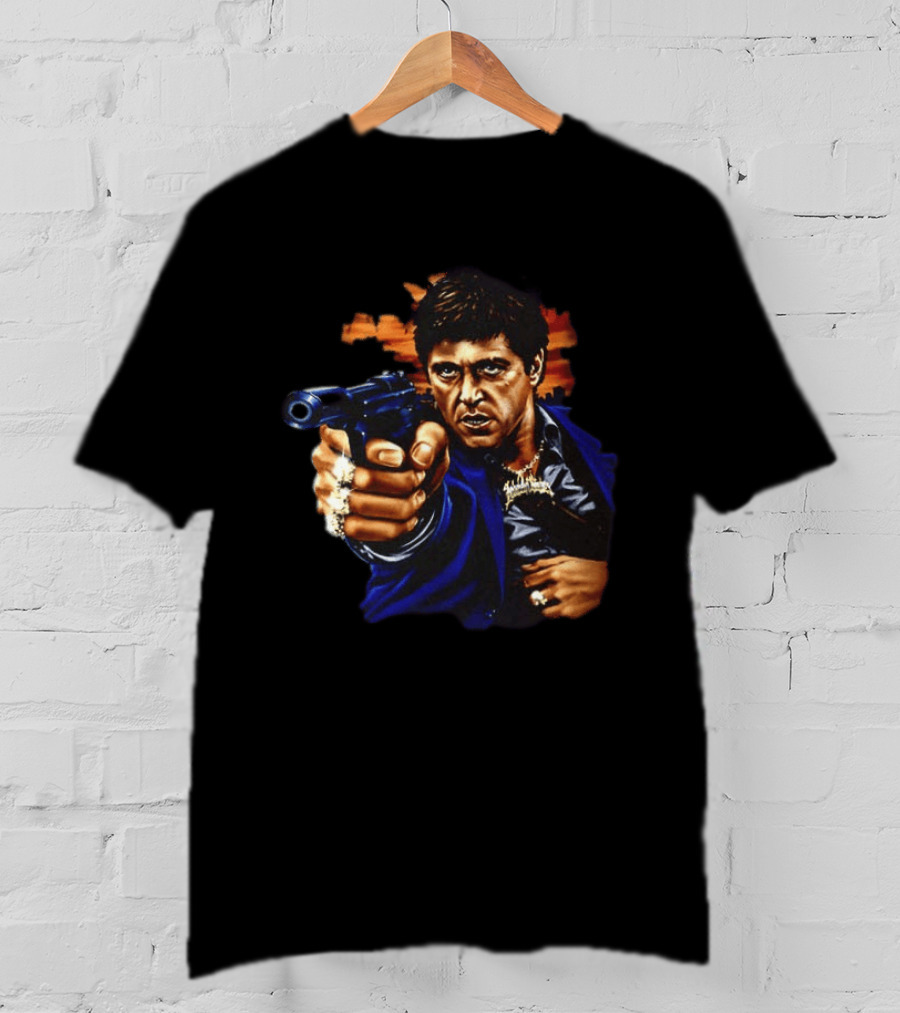 Tony Montana Every Dog Have His Day Scarface Film Iconic Gun Scene T-Shirt