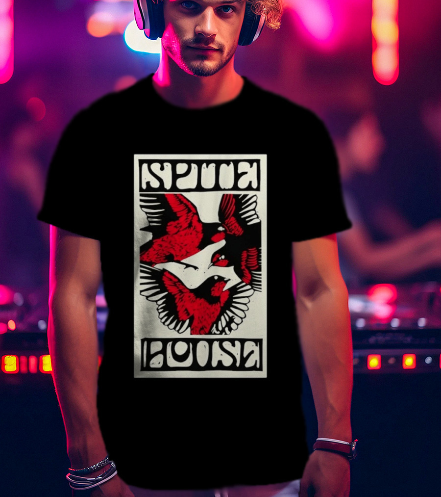 Spite House Bird Artwork With Bold Red And Black T-Shirt