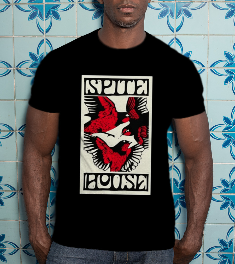 Spite House Bird Artwork With Bold Red And Black T-Shirt