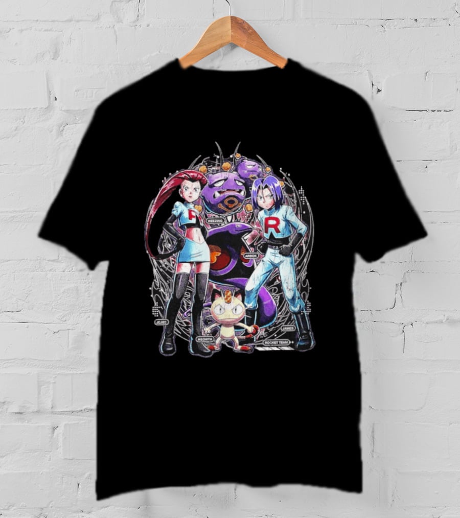 Team Rocket Jessie James Meowth Arbok Weezing Rocket Team T-Shirt