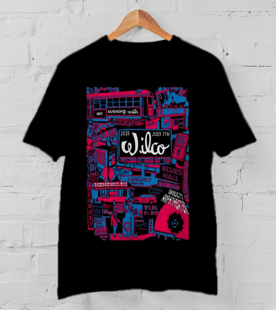 Wilco July 7 2026 Grind City Amphitheater Memphis TN An Evening With Stax Blues River City T-Shirt
