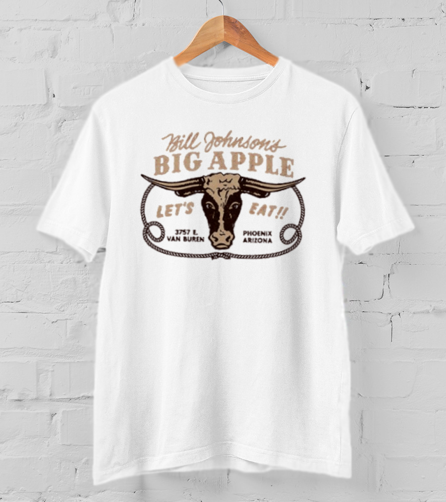 Bill Johnson's Big Apple Let's Eat Phoenix Arizona Cow Head T-Shirt