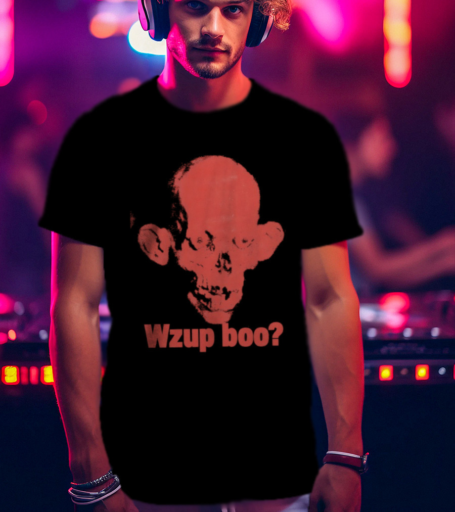 Wzup Boo Creepy Skull Horror Spooky T-Shirt