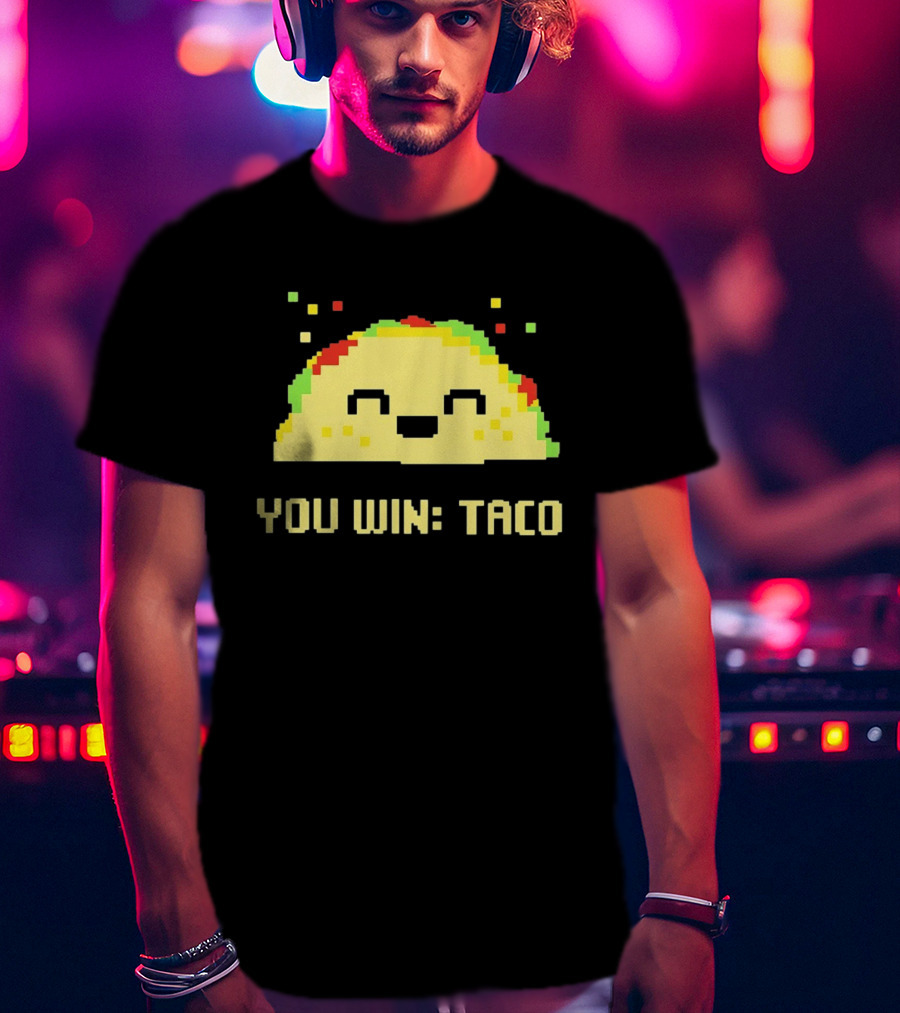 You Win Taco Pixel Art Cute Taco Face T-Shirt