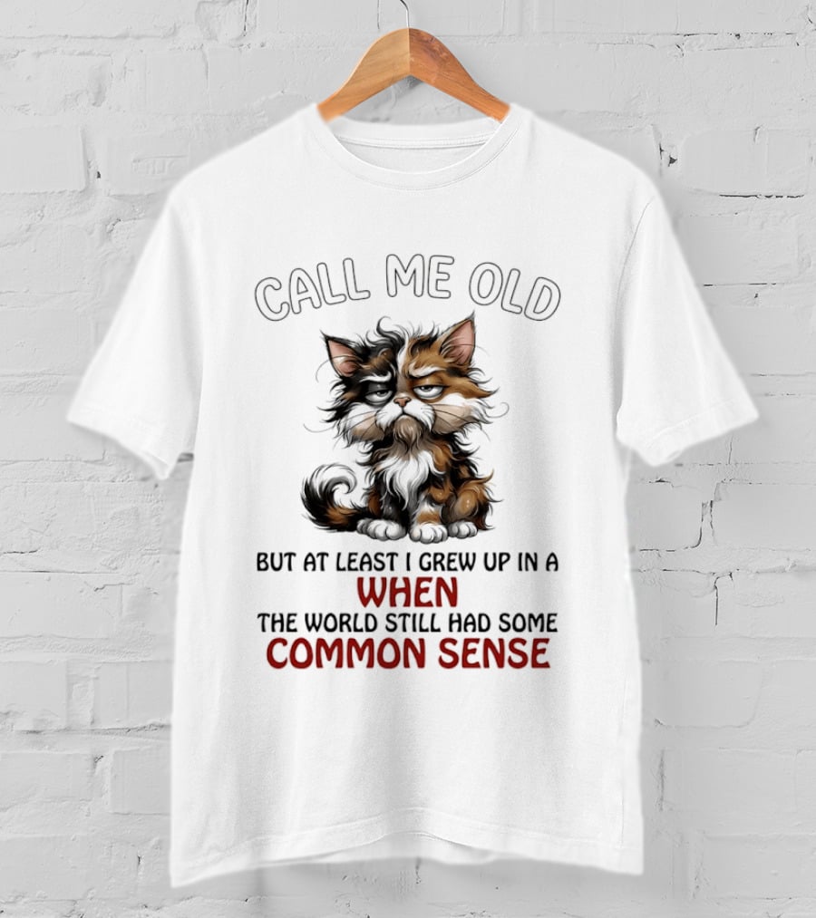 Call Me Old But At Least I Grew Up In A Time When The World Still Had Some Common Sense Cat T-Shirt