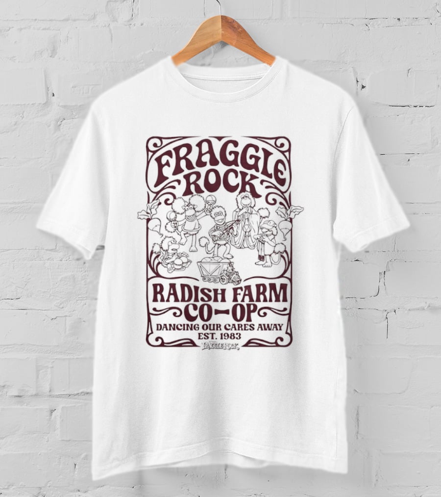 Fraggle Rock Radish Farm Co Op Dancing Our Cares Away Est 1983 T-Shirt
