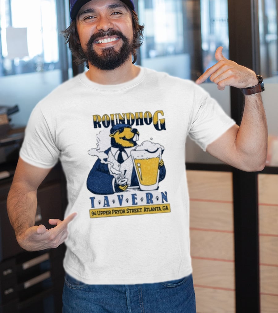Groundhog Tavern 94 Upper Pryor Street Atlanta GA Vintage Style Beer And Smoke T-Shirt