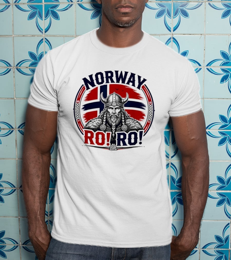 Norway Viking Warrior Braided Beard RO RO Flag T-Shirt