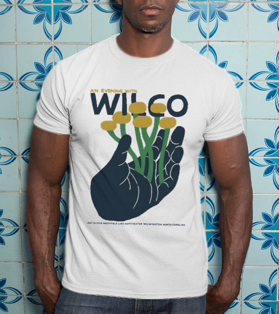 An Evening With Wilco Greenfield Lake Amphitheater 7 13 26 Wilmington NC Hand Flowers T-Shirt