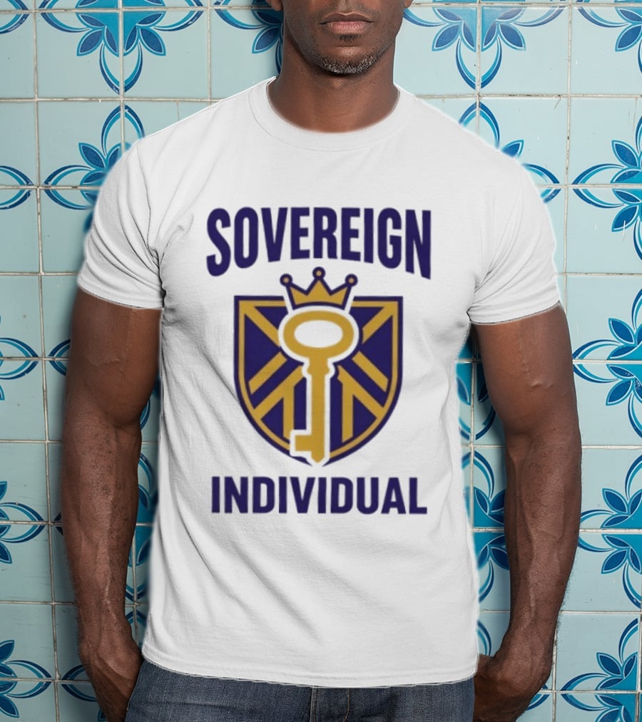 Sovereign Individual Key Crown Shield T-Shirt