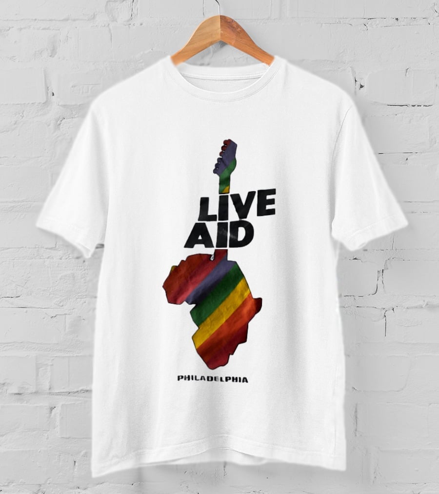 1985 Live Aid Rainbow Guitar Philadelphia Concert T-Shirt