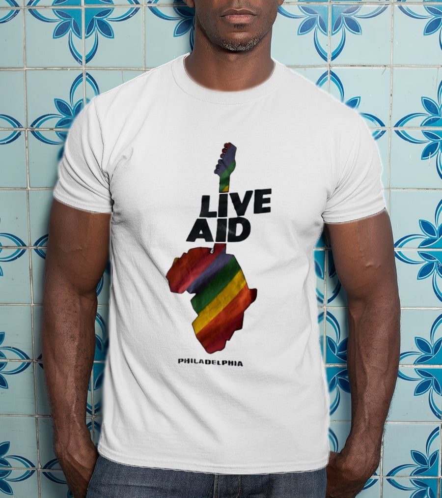 1985 Live Aid Rainbow Guitar Philadelphia Concert T-Shirt