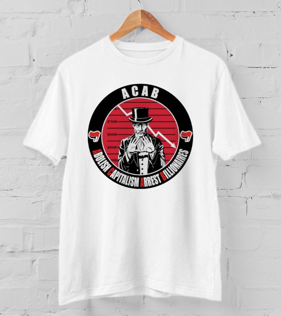 ACAB Abolish Capitalism Arrest Billionaires Monopoly Man Falling Stock Market T-Shirt