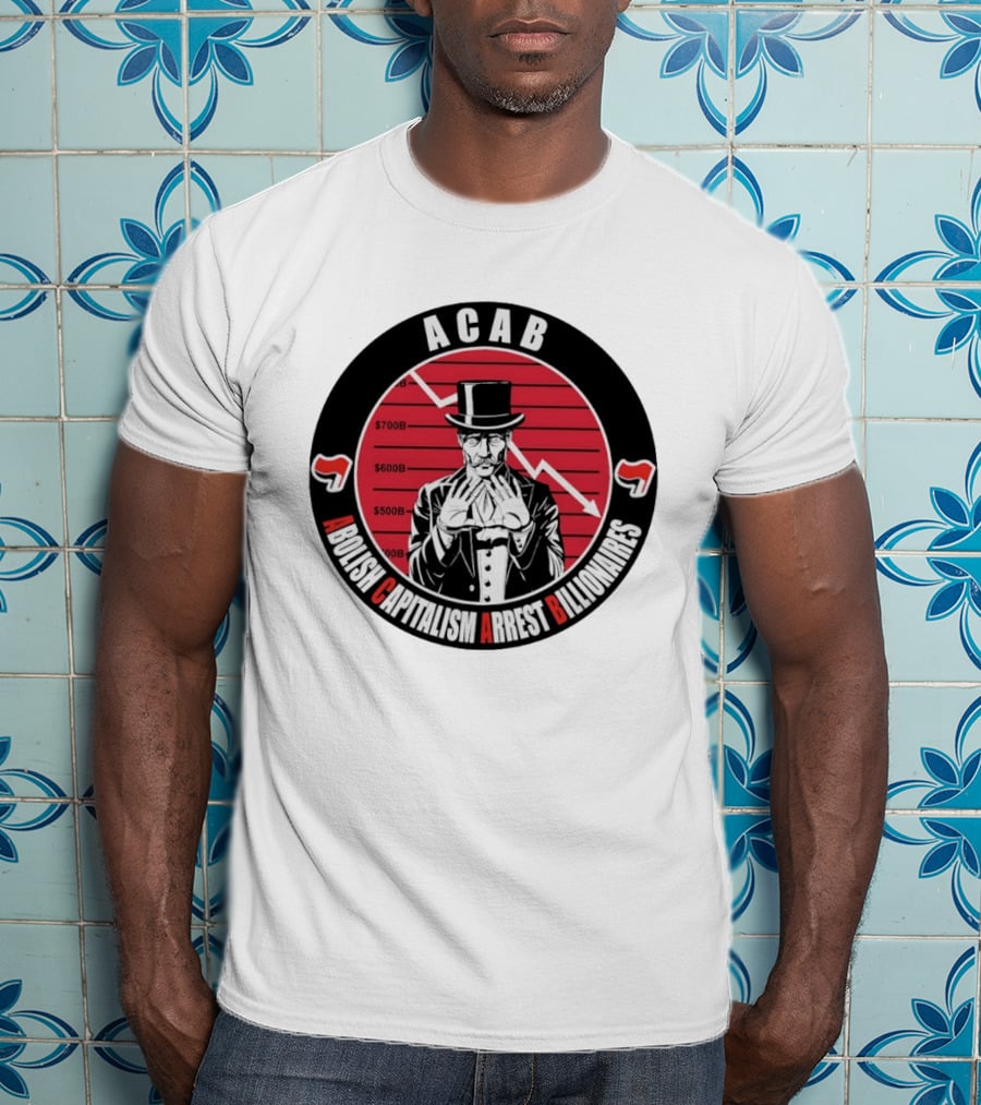 ACAB Abolish Capitalism Arrest Billionaires Monopoly Man Falling Stock Market T-Shirt