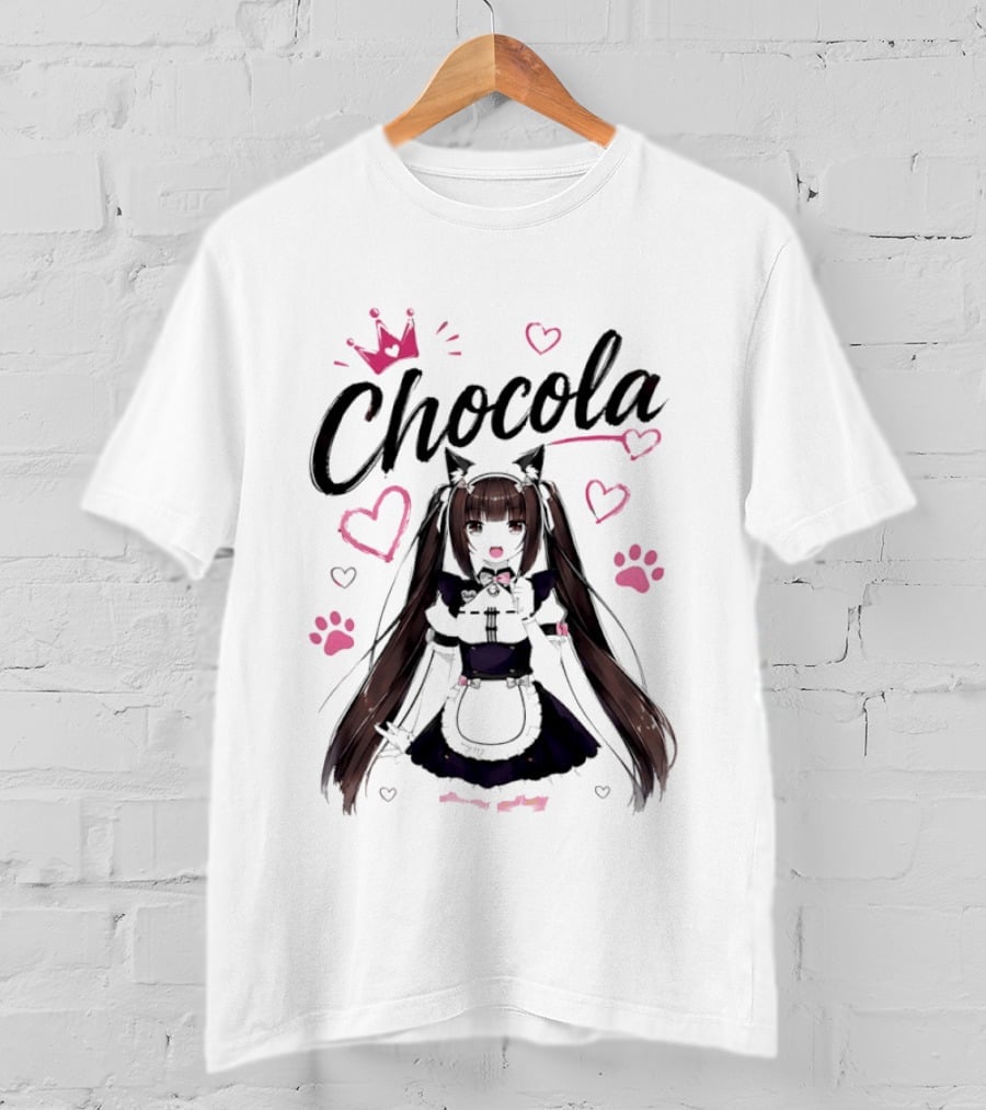 Chocola Nekopara Anime Maid Cat Ears Manga Cute Hearts T-Shirt