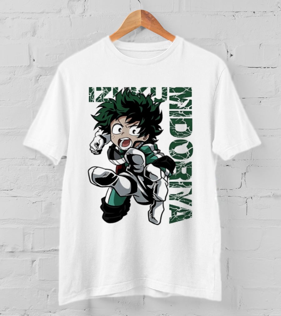 Izuku Midoriya Action Pose Green Hero Costume Anime T-Shirt