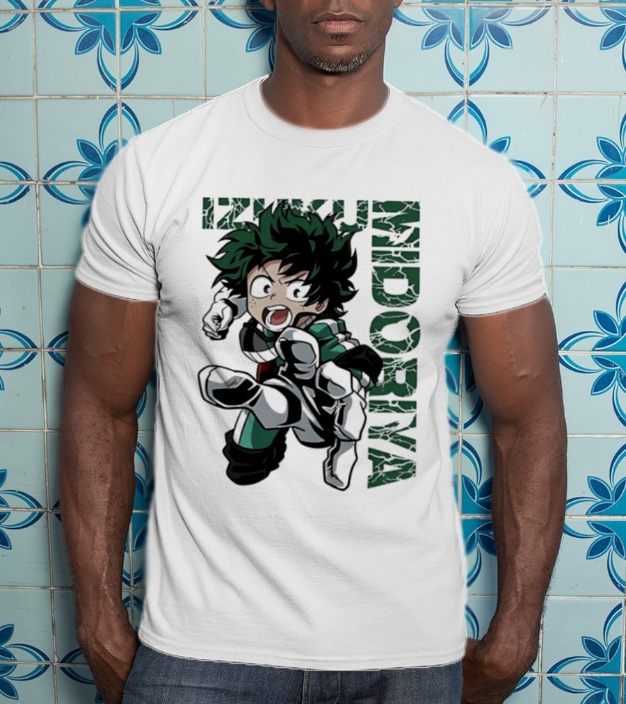 Izuku Midoriya Action Pose Green Hero Costume Anime T-Shirt