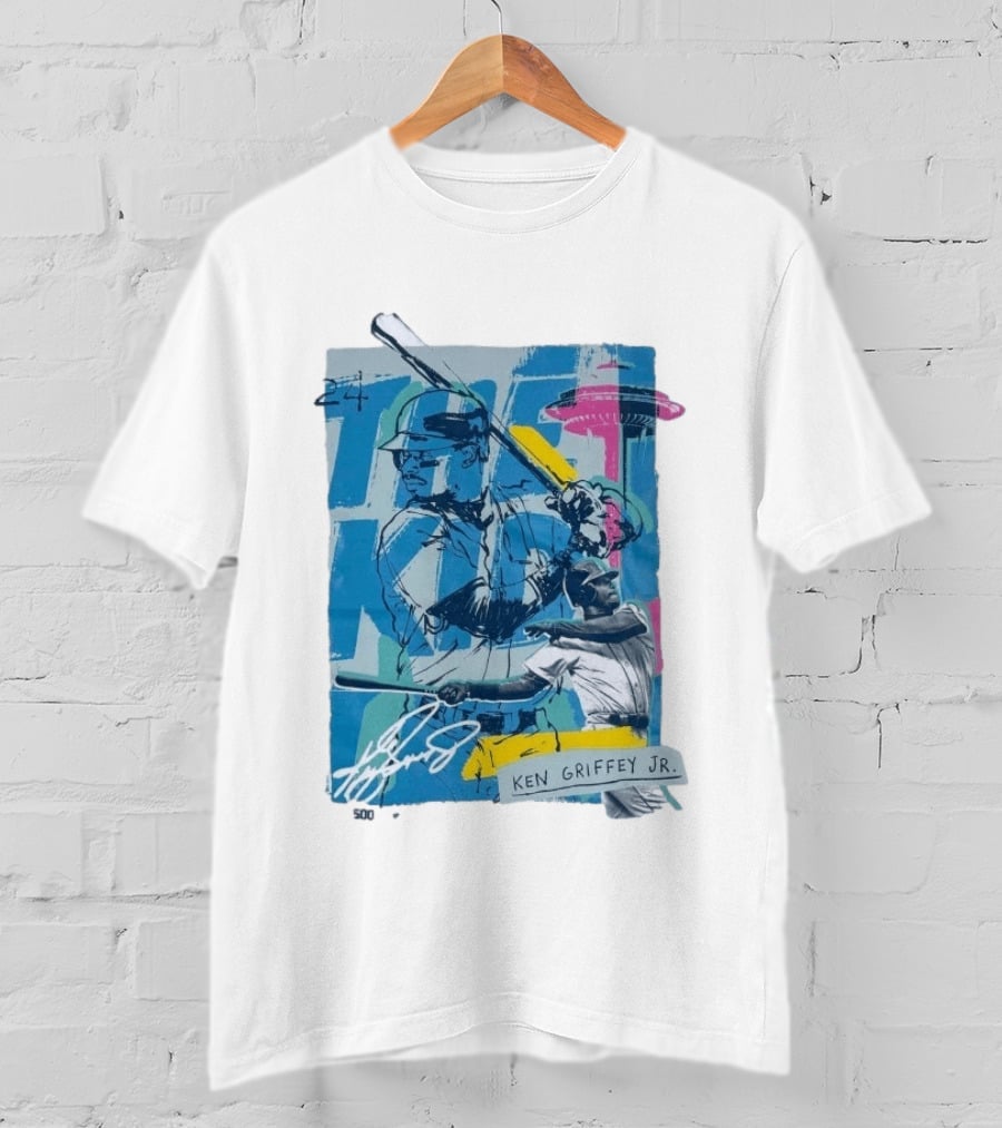 Ken Griffey Jr The Kid Baseball Legend Number 24 Seattle Skyline T-Shirt