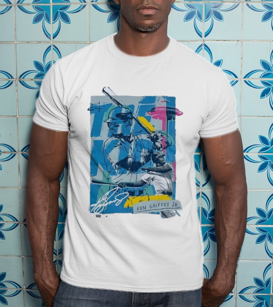 Ken Griffey Jr The Kid Baseball Legend Number 24 Seattle Skyline T-Shirt