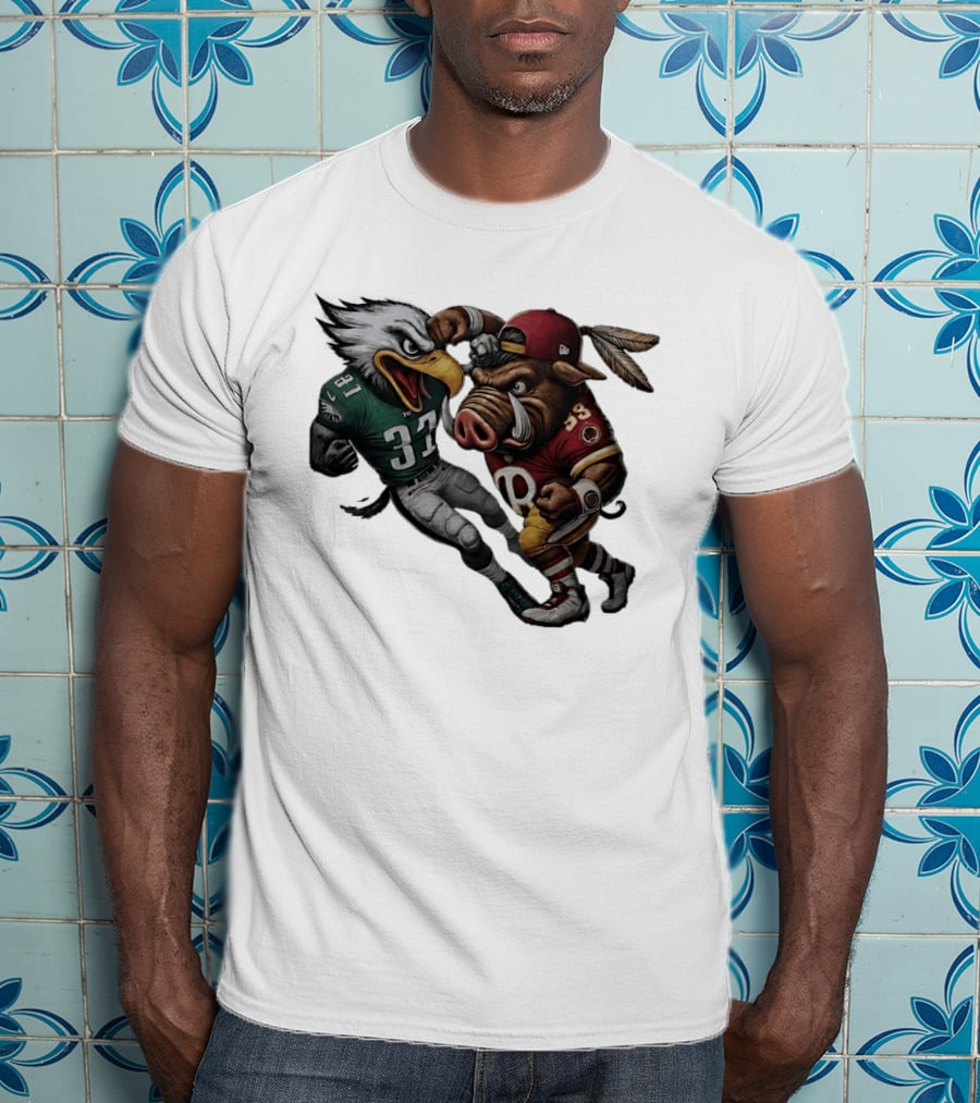 Eagles Versus Redskins Fight Cartoon NFL Rivalry T-Shirt