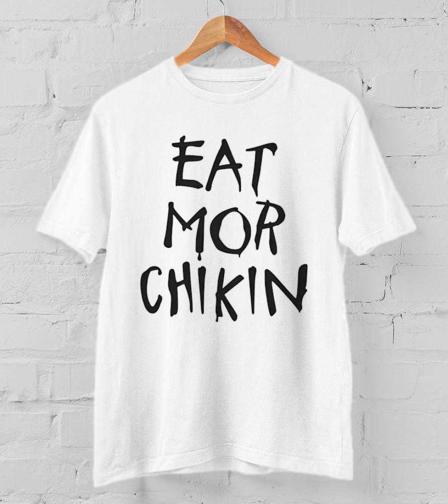 Eat Mor Chikin Hand Lettering Black T-Shirt