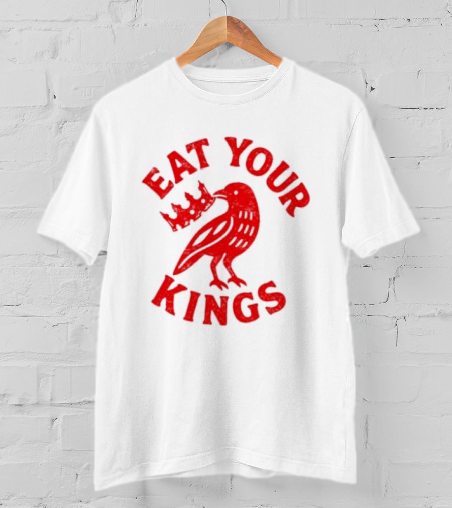 Eat Your Kings Raven With Crown Gothic Crow T-Shirt