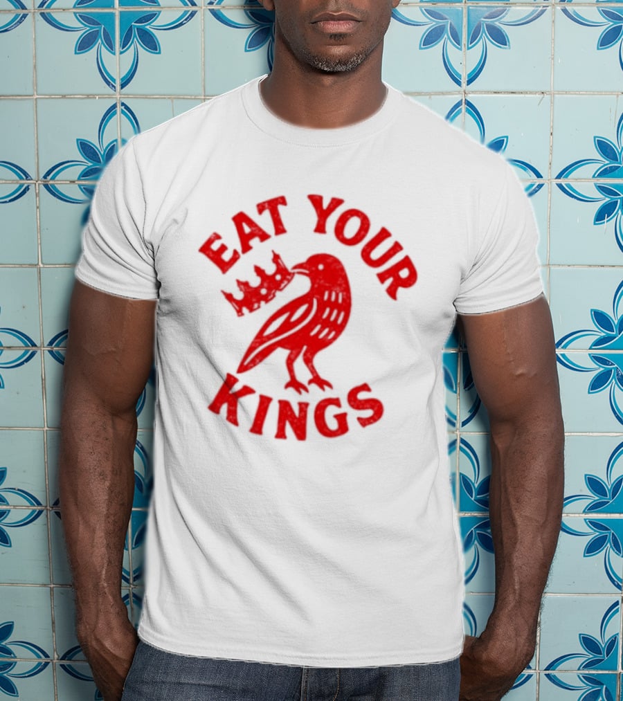Eat Your Kings Raven With Crown Gothic Crow T-Shirt