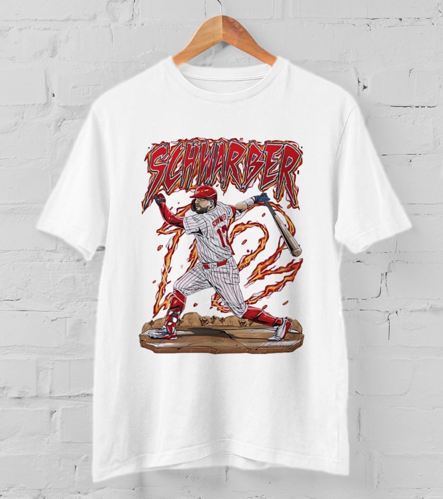 Kyle Schwarber Philadelphia Phillies 12 Baseball Player Flames T-Shirt