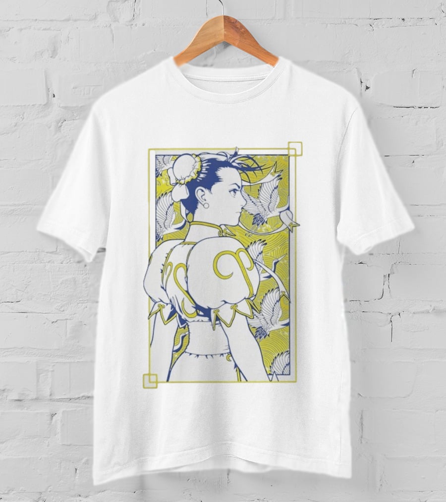 Shinkiro Metallic Chun Li Cranes And Peonies T-Shirt
