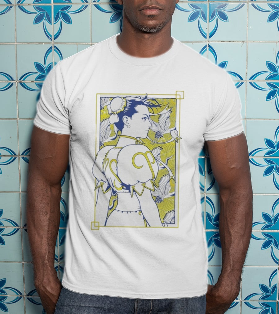 Shinkiro Metallic Chun Li Cranes And Peonies T-Shirt