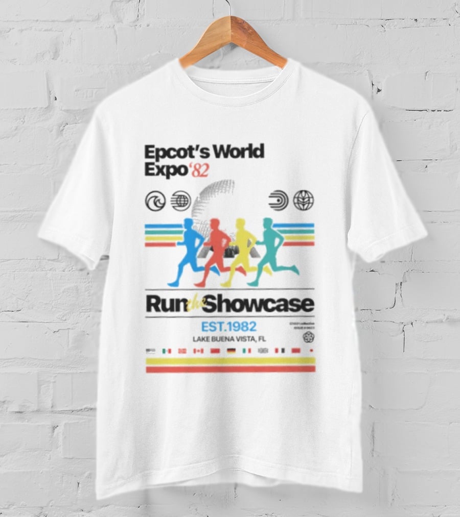 Epcot's World Expo '82 Run The Showcase Lake Buena Vista EST. 1982 T-Shirt