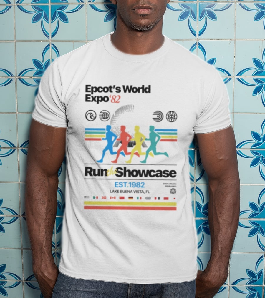 Epcot's World Expo '82 Run The Showcase Lake Buena Vista EST. 1982 T-Shirt