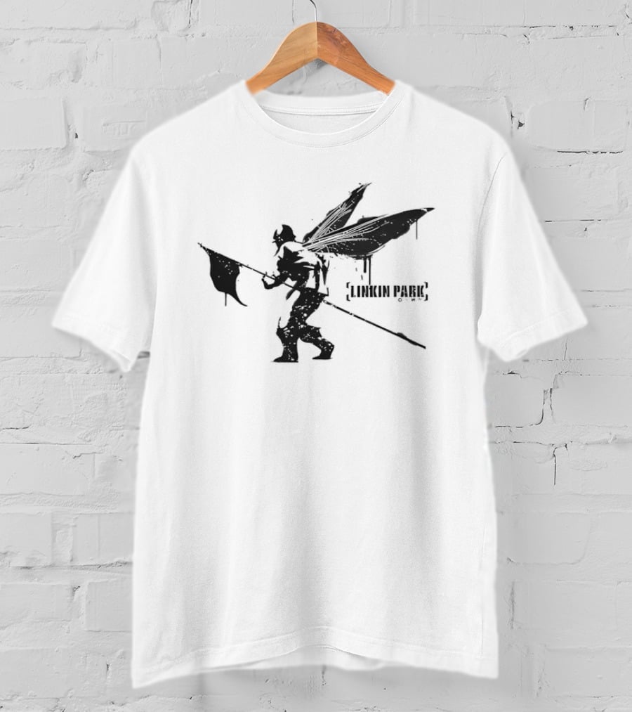 Linkin Park Hybrid Theory Soldier Dragonfly Wings Holding Flag T-Shirt
