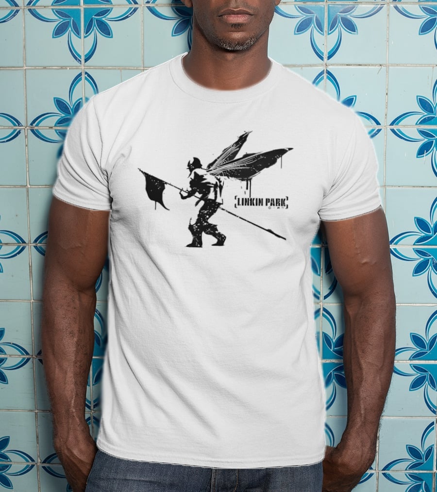 Linkin Park Hybrid Theory Soldier Dragonfly Wings Holding Flag T-Shirt