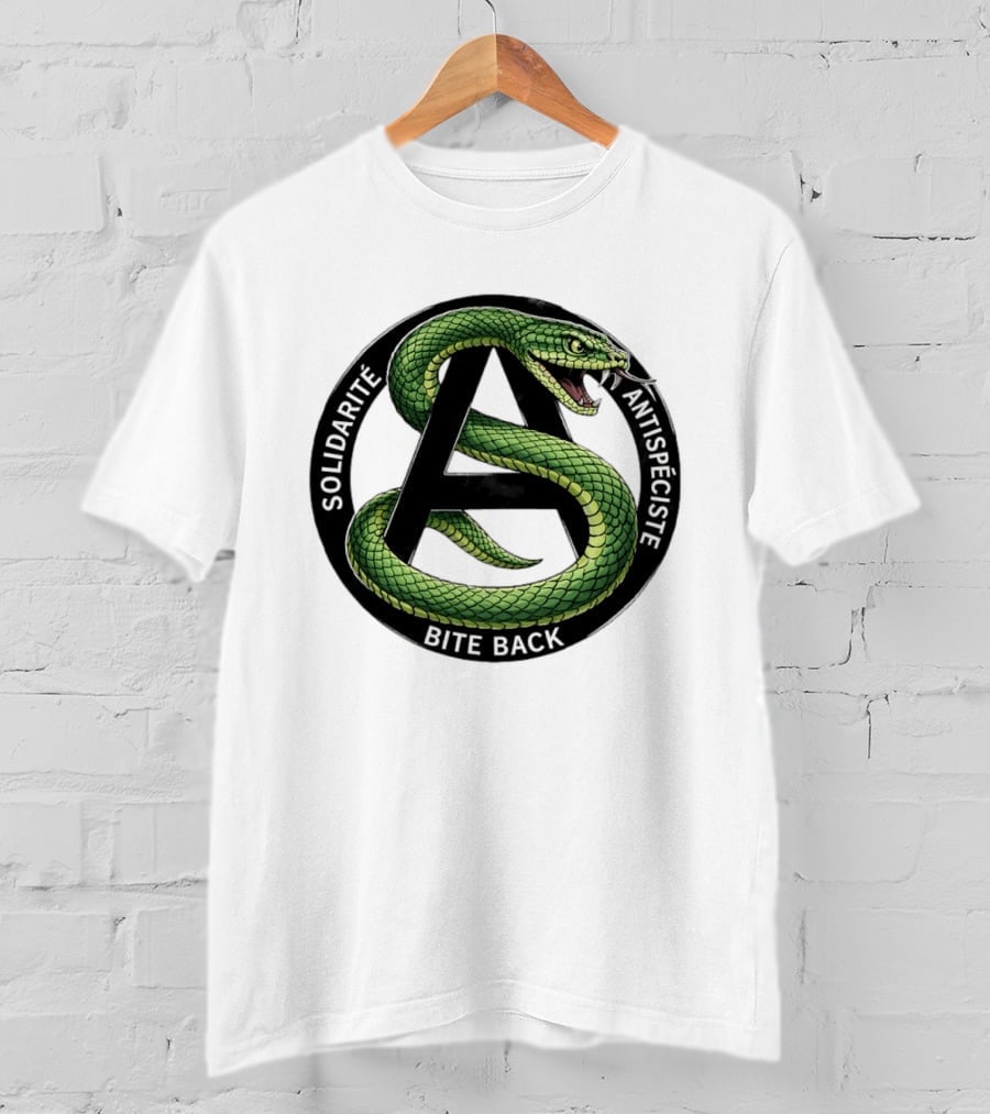 Solidarite Antispeciste Bite Back Anarchist Snake T-Shirt