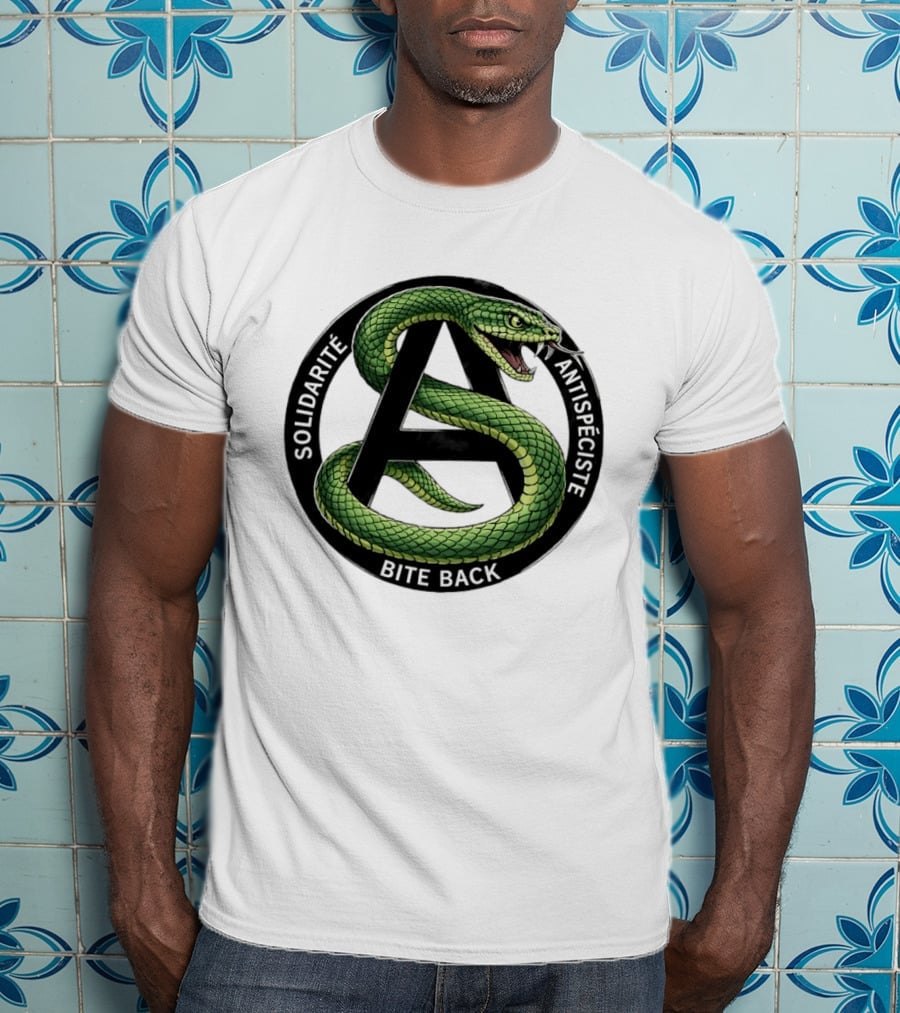 Solidarite Antispeciste Bite Back Anarchist Snake T-Shirt