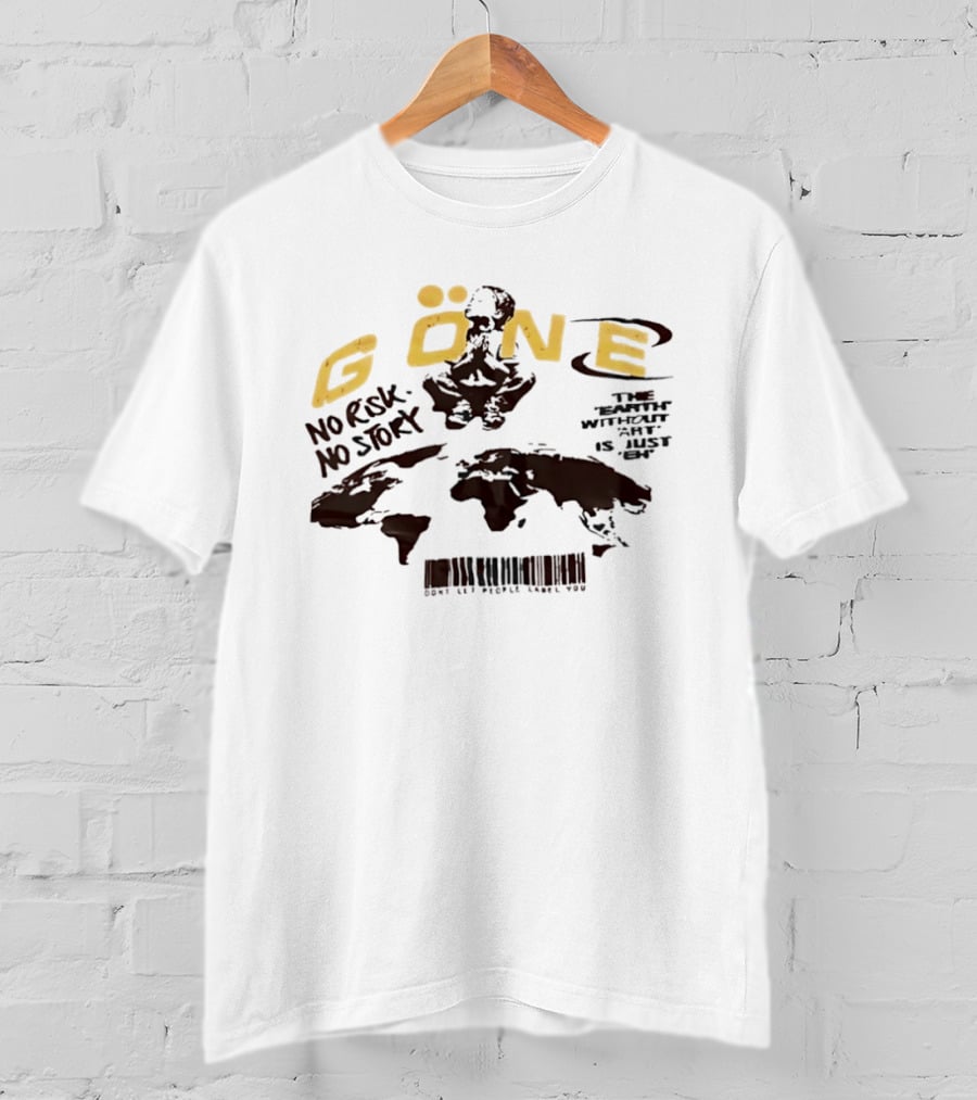 Gone No Risk No Story World Map Adventure T-Shirt
