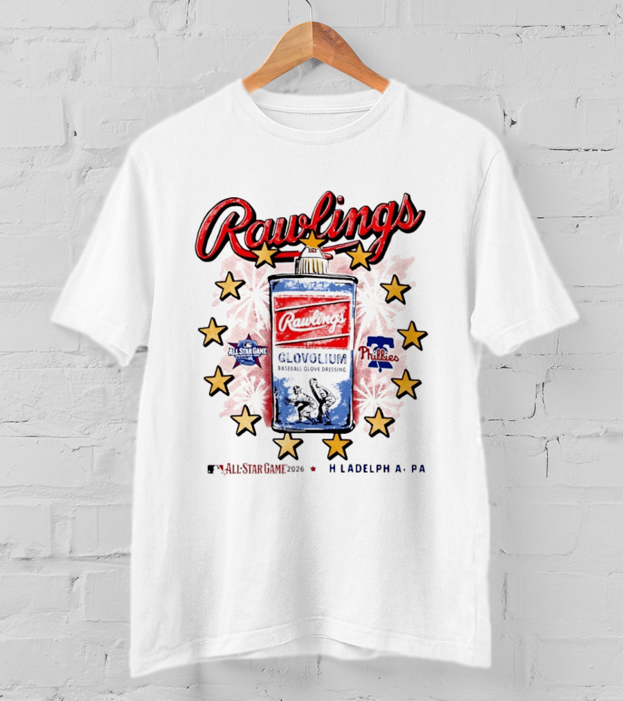 Rawlings Glovolium Baseball Glove Dressing 2026 MLB All Star Game Philadelphia PA Phillies T-Shirt