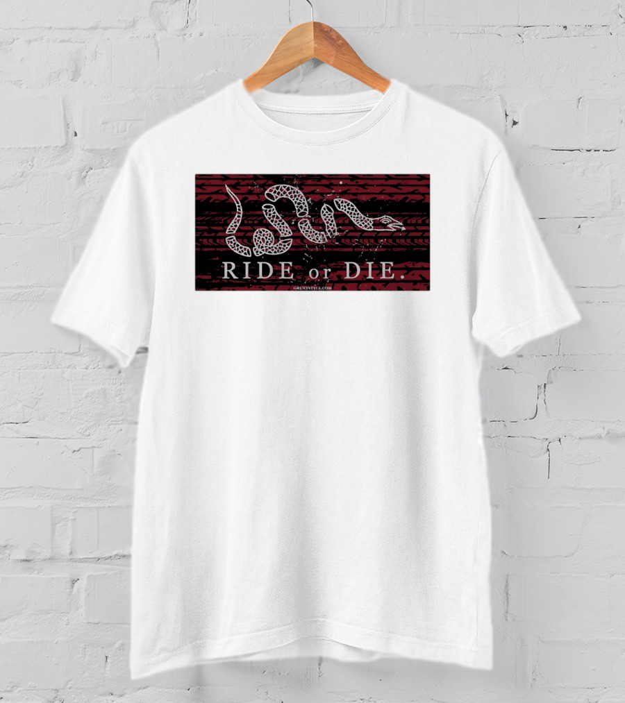 Ride Or Die Coiled Snake Tire Tread Grunt T-Shirt