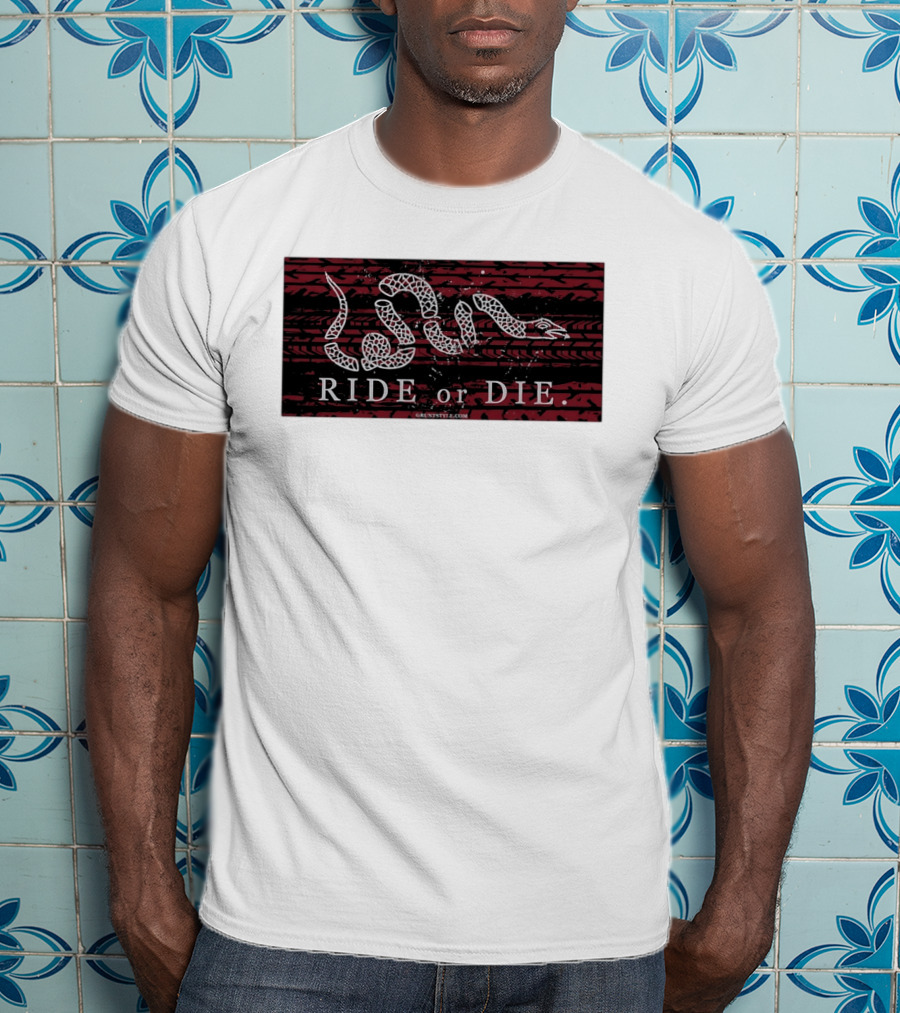 Ride Or Die Coiled Snake Tire Tread Grunt T-Shirt