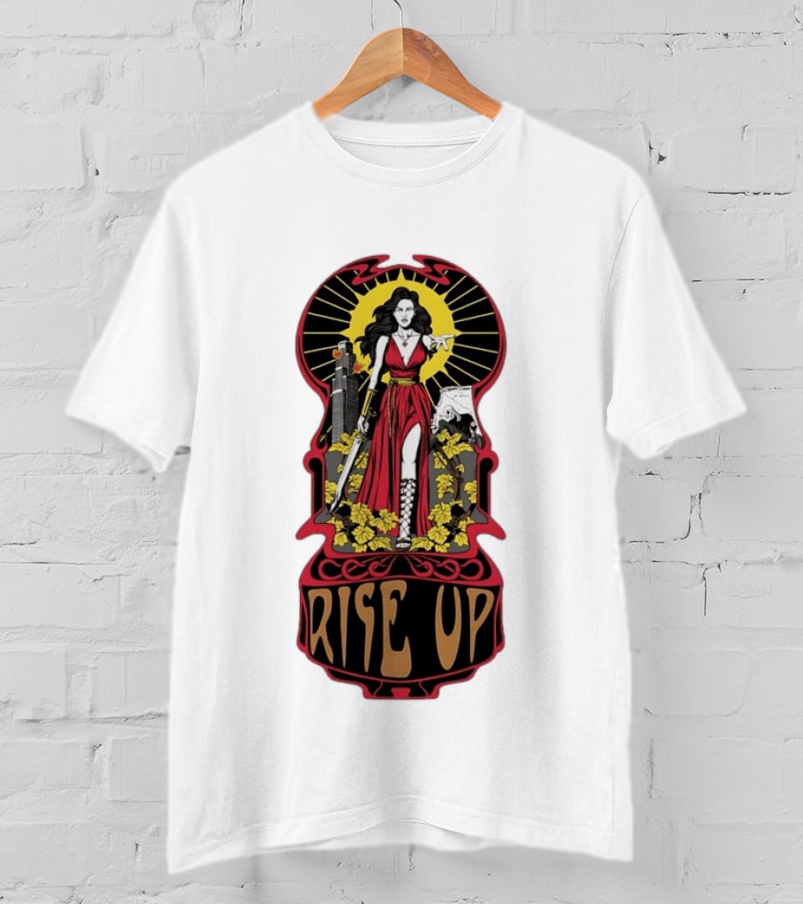 Rise Up Empowerment Resistance Activism Art Deco Warrior Woman T-Shirt