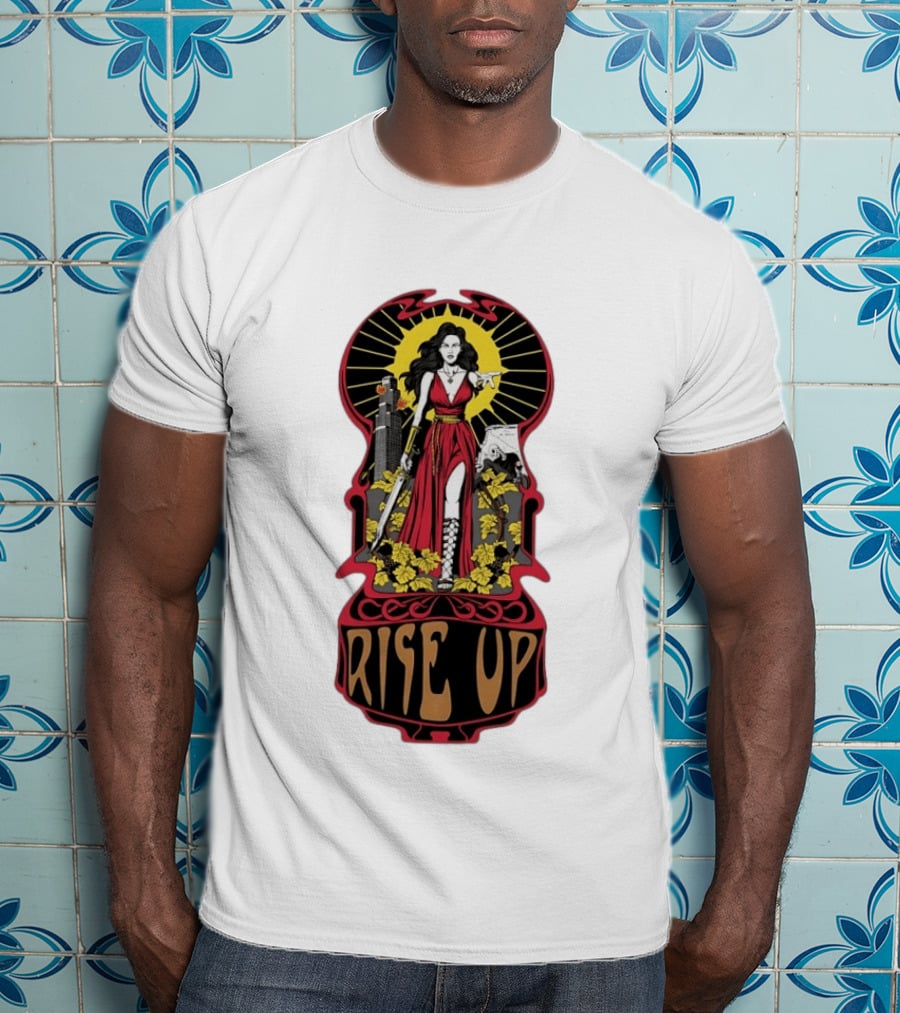 Rise Up Empowerment Resistance Activism Art Deco Warrior Woman T-Shirt