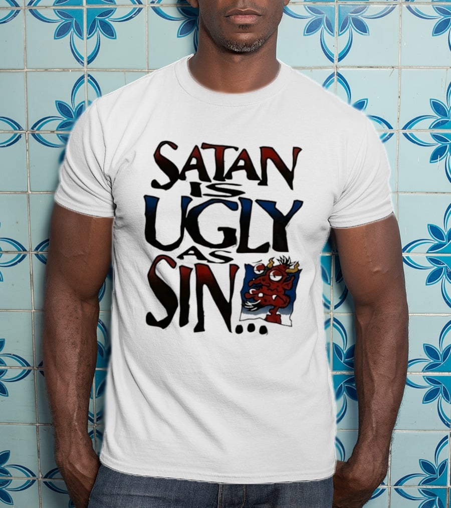 Satan Is Ugly As Sin Red Cartoon T-Shirt