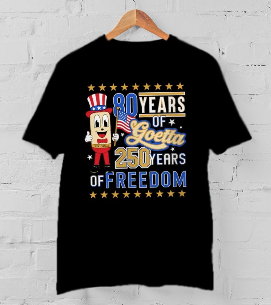 80 Years Of Goetta 250 Years Of Freedom Uncle Sam Bear Holding American Flag T-Shirt