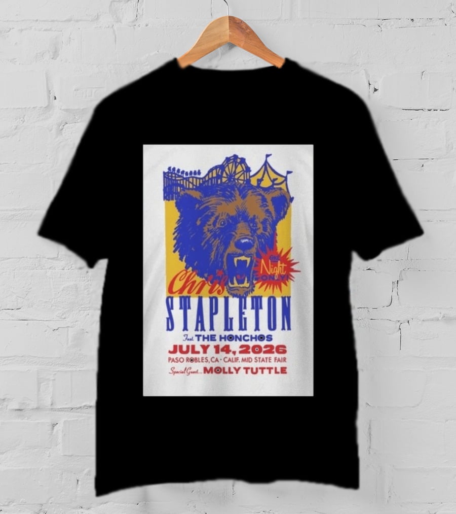 Chris Stapleton Live Concert Paso Robles CA July 14 2026 Featuring The Honchos Special Guest Molly Tuttle T-Shirt
